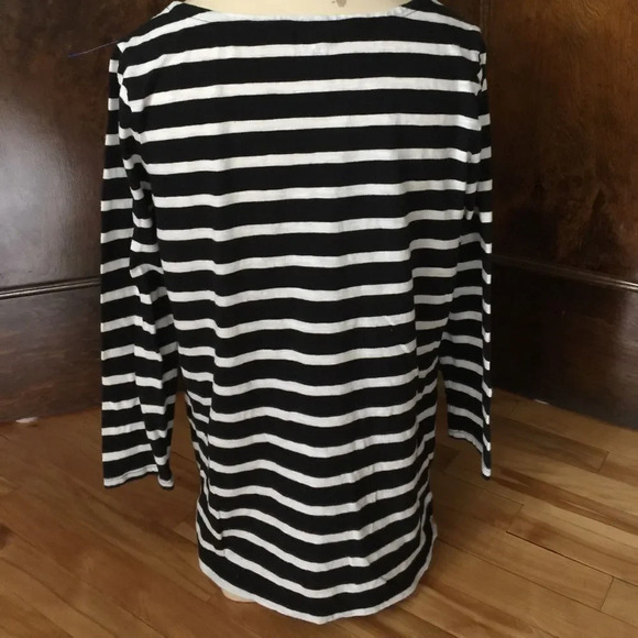 Lois Horton black/ white stripe long sleeve top, M - Picture 3 of 3